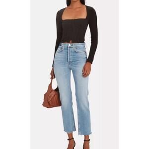 RE/DONE 70s High-Rise Stove Pipe Jeans Light Stone Wash Sz 23